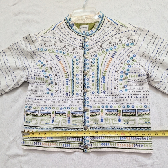Chico's Women's Embroidered & Studded Thebes Parisian Lined Blazer/Jacket/Top - Picture 14 of 15